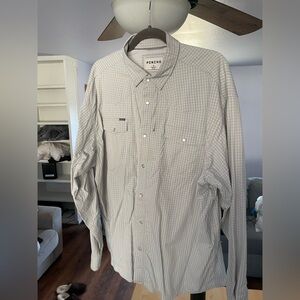 Men's Poncho plaid vented shirt. HAS STAINS!